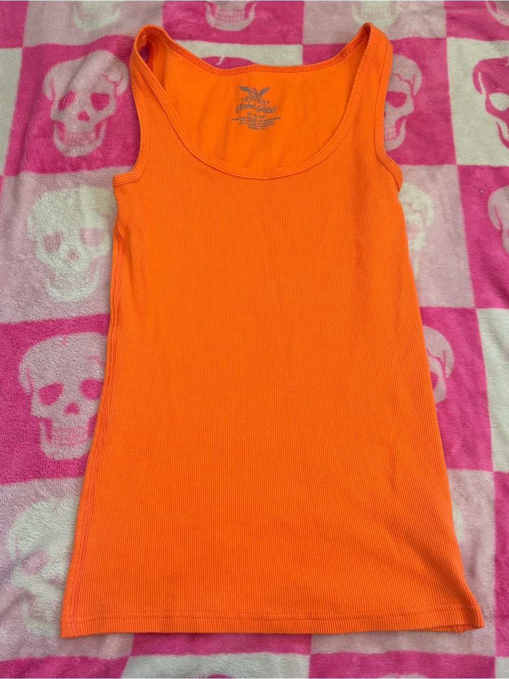 Faded Glory Bright Orange Ribbed Tank Top